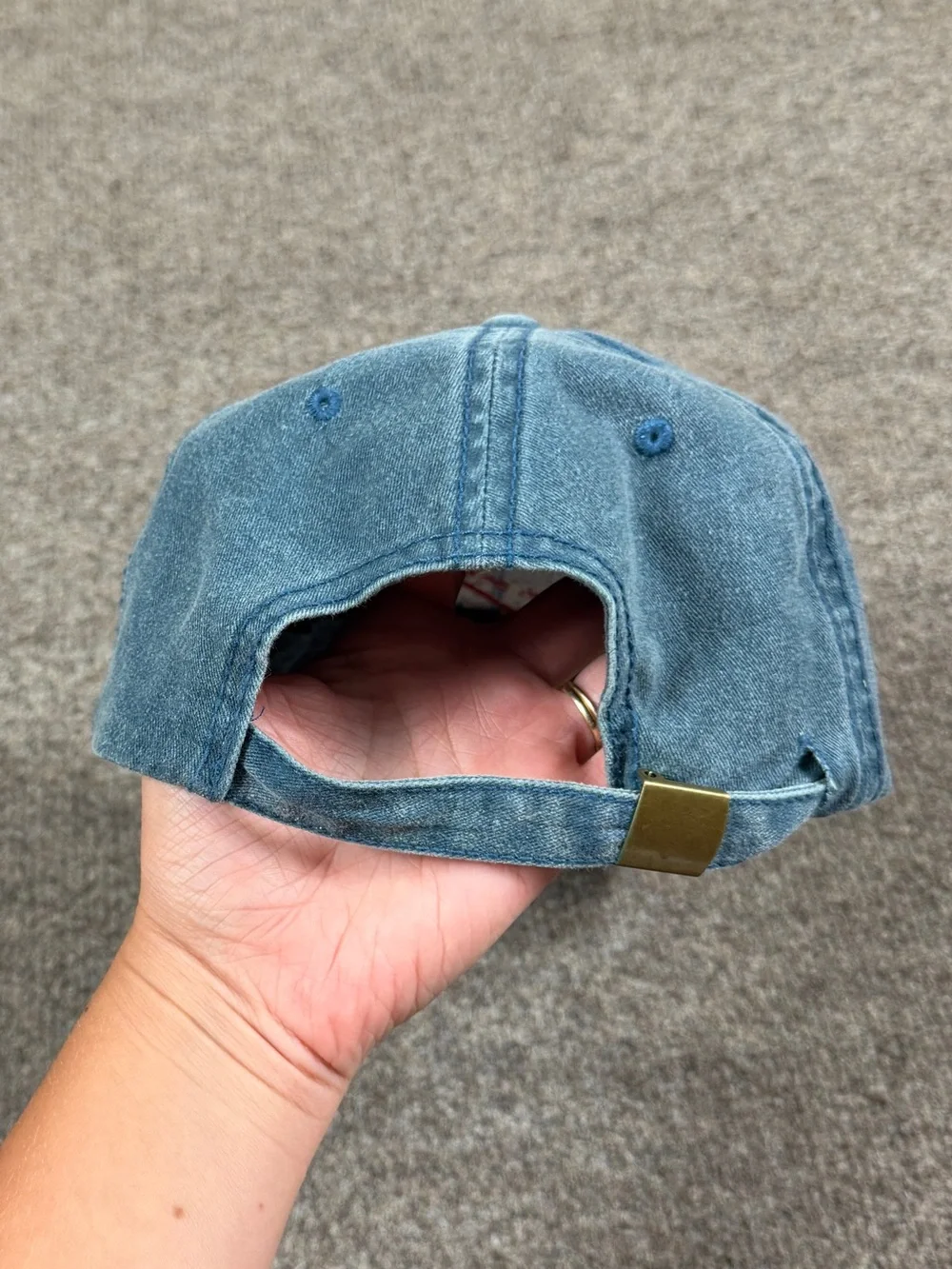 Vintage NASA Blue Denim Baseball Cap Hat Embroidered Logo Patch Adjustable Faded